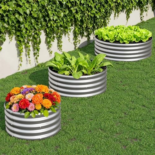 3PCS 4x4x1FT Galvanized Metal Raised Garden Bed,Outdoor Planter Box for Vegetables - Image 7