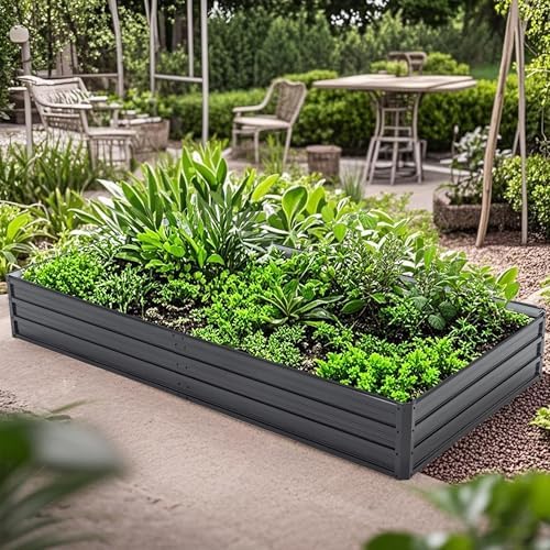 Galvanized Raised Garden Bed Kit Outdoor, 8X4X1FT Metal Planter Boxes Set, Large Rectangle Planters Garden Vegetable & Flower Beds for Herbs, Fruits, Planting Backyard Patio - Image 2