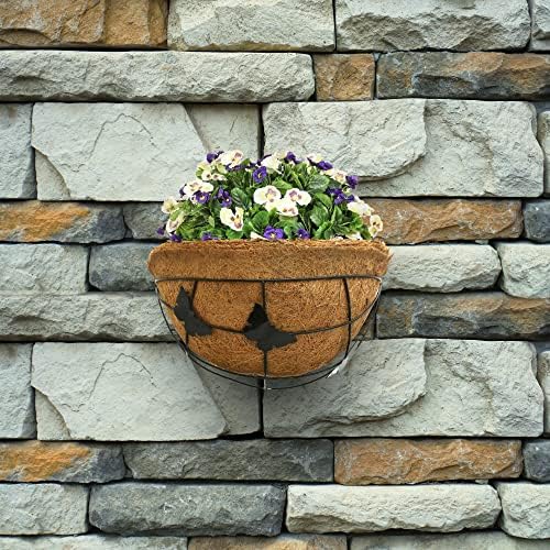 Palm Naki 14" Metal Wall Hanging Planter Basket with Coco Coir Liner - Set of 4 - Image 3