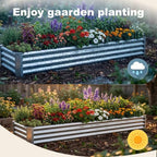 2PCS 12x2x1ft Galvanized Raised Garden Bed Outdoor Patio, Long Rectangular Metal Planter Boxes for Gardening, Vegetables, Flowers, Herbs.Silver,2 Pack - Image 2