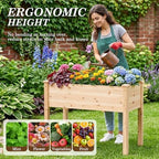 Raised Garden Bed with Legs, 40x24x30 inch Wood Elevated Planter with Protective Liner for Vegetable Flower Herb, Outdoor Planter Box Kit for Balcony Patio Backyard, Natural - Image 4