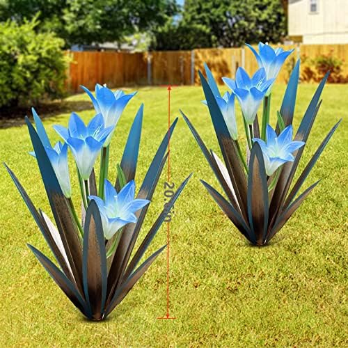 Homight Metal Agave Plant Outdoor Decoration Lily Mexican Yard Art Garden Gift Home Decor Hand Painted Metal Agave Garden Yard Statue, Outdoor Lawn Ornaments (2 Big Blue Lilies) - Image 6