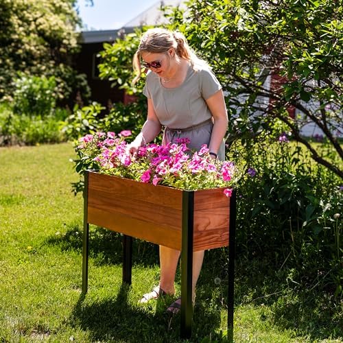 Sunnydaze Acacia Wood Raised Garden Bed with Legs, Brown, 31-Inch H - Image 6