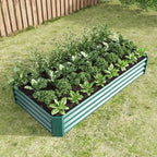 HRVEOCEI 4×2×1ft Metal Raised Garden Beds Outdoor, Bottomless Above Ground Raised Garden Beds, Galvanized Gardening Bed for Vegetables Flower Herbs (Green, 6x3x1ft) by HRVEOCEI