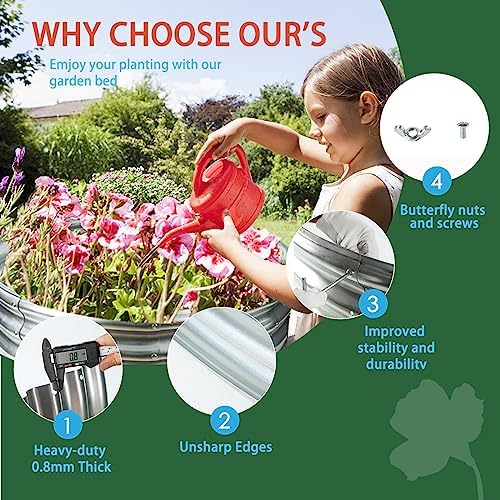 Durable Round Galvanized Steel Raised Garden Bed for Planting,Round Galvanized Steel Fire Ring/Fir Pit 36-Inch for Outdoor- 3×3×1FT,0.8MM Thick (36 ins Diameter x 12 ins high, Silver) - Image 5
