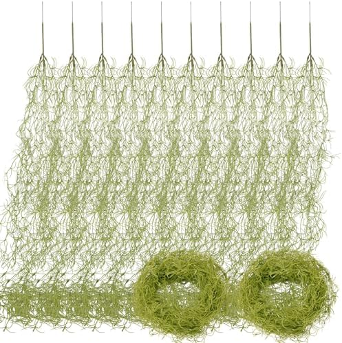 Giegxin Spanish Moss 41'' Fake Hanging Succulents Faux Moss Artificial Succulent Plants Vines Hanging Plants Swamp Decoration Potted Artificial Garland(Grayish Green,12 Pack) by Giegxin