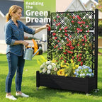 PatioZen Raised Garden Bed with Trellis, 21 Gallon Self Watering Planter Box with Lockable Wheels & Drainage Holes for Climbing Plants Vegetables Flowers, Anti-Rust Resin for Backyard Patio (Black) - Image 4