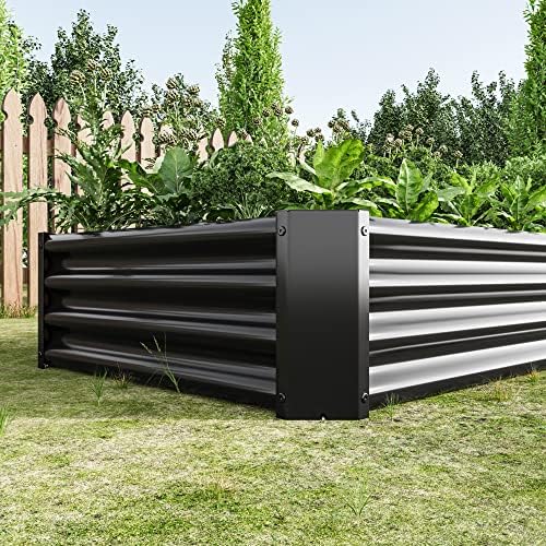 Metal Raised Garden Bed for Outdoor Vegetable & Flower Gardening: 7.6x3.7ft Large Galvanized Steel Planter Box, Easy Assembly Deep Root Garden Beds for Backyard, Patio (Black with 6x3x1ft) - Image 4