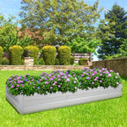 Galvanized Raised Garden Bed Metal Planter Box Bottomless for Backyard,8.3 * 3 * 1 FT,Silver - Image 3