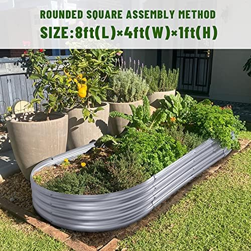 Land Guard 2Pcs Galvanized Steel Raised Garden Bed,8 x 4 x 1 ft Large Metal Raised Planter Beds, Aluminum Raised Garden Bed for Vegetables, 8 x 4 x 1ft(2pcs) - Image 6