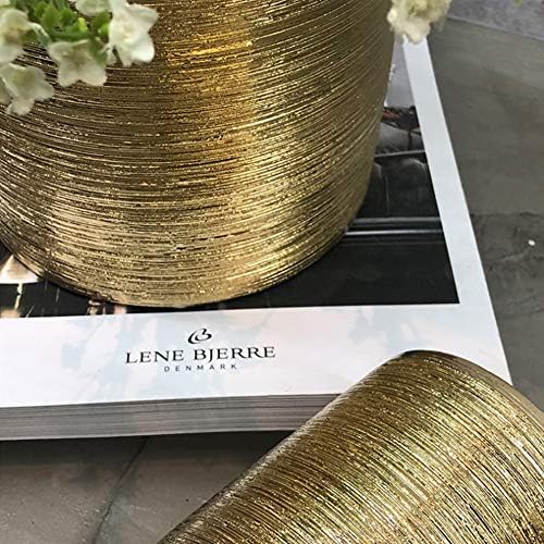 WGV Ceramic Cylinder Vase Bulk Width 4" Height 8" Elegant Unique Modern Matte Floral Container Planter Pot Centerpiece for Event Party Wedding Office Home Decor, Gold Textured 12 Pieces - Image 6