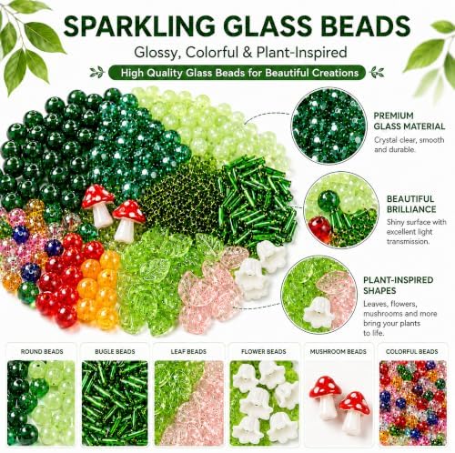 LWPFSD Beaded Plant Kit with 2 Mini Pots & Fridge Magnets, DIY Bead Plant Making Kit with Plant Beads, Craft Wire, Foam Balls, Moss & Pliers, Forever Beaded Plant Craft Gift for Adults - Image 3