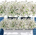 Uieke 16 Bundles Outdoor Artificial Flowers UV Resistant Fake Flowers No Fade Faux Plastic Plants for Garden Porch Window Box Home Outside Hanging Planter Spring Summer Décor (White) by Uieke