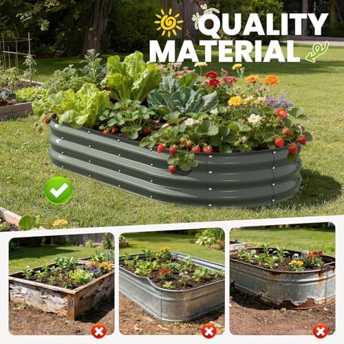 Pattiumo Galvanized Raised Garden Bed 6x3x1 FT, Oval Metal Raised Garden Bed Outdoor Planter Box with Open Bottom, Rust-Resistant Steel Garden Bed for Vegetables Herbs Flowers, Easy Assembly - Image 5