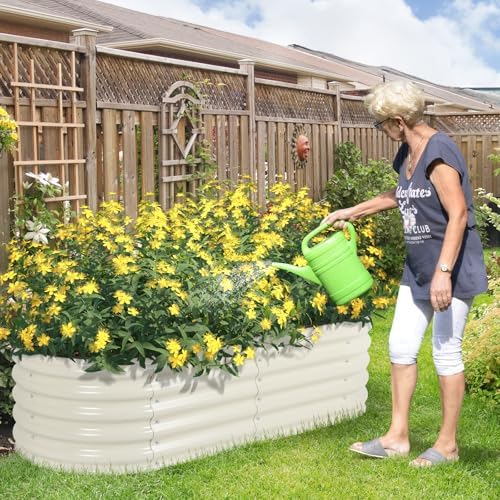 Aoodor 17" Tall Oval Galvanized Raised Garden Bed Kit, Beige - Image 4