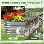 17" Tall Oval-Shaped / Elliptic Metal Raised Garden Bed Outdoor Silver - Image 5
