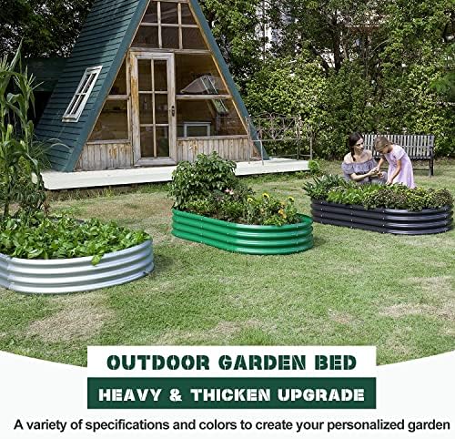 Land Guard 2Pcs Galvanized Raised Garden Bed Kit, 7.5×3×1ft Planter Boxes Outdoor, Oval Large Metal Raised Garden Beds for Vegetables - Image 2