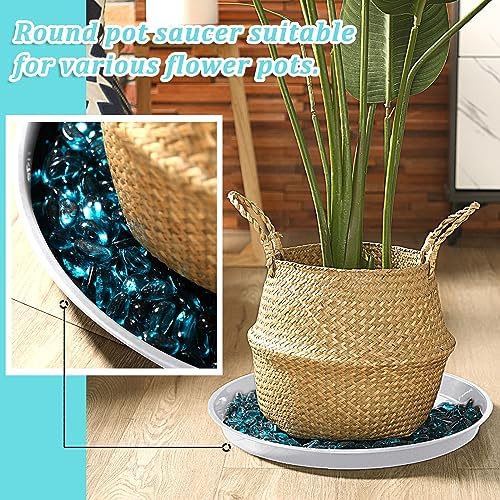 Eccliy 12 Pcs Plastic Plant Saucers Tray, White, 18 Inch, Round - Image 4