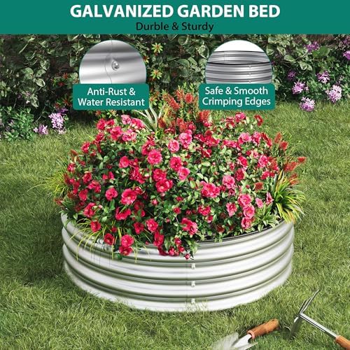 2×1.5FT Compact Round Raw Galvanized Metal Raised Garden Bed - Image 5