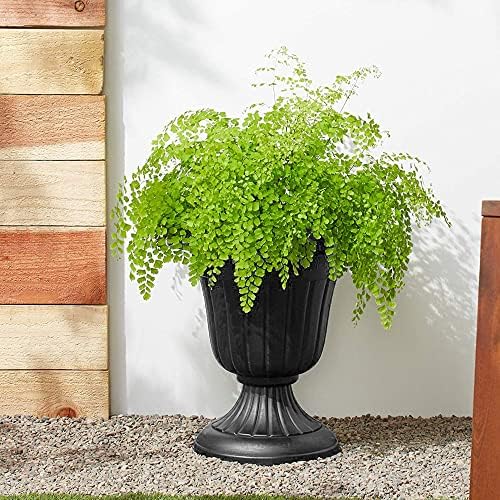 Arcadia Garden Products PL00BK Classic Traditional Plastic Urn Planter, 16” x 18”, Black - Image 4