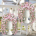 Artificial Hanging Flowers for Outdoors, 4 PCS 600 Blooms UV Resistant Morning Glory Faux Silk Vines, No-Odor Realistic Fake Plants for Garden Planter Porch Patio Decoration, Pink by JulakoOnline