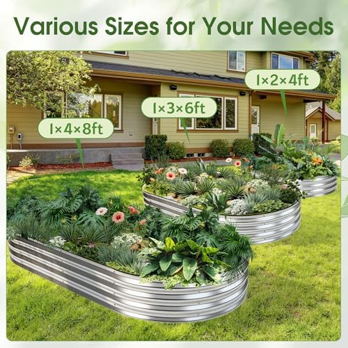 NEWBULIG 4x2x1ft Heavy-Duty Oval Galvanized Raised Garden Bed Outdoor, Metal Planter Box for Vegetables/Flowers/Herbs, Raised Flower Bed for Gardening, Open Bottom, Easy Assembly, Safe Edges - Image 6