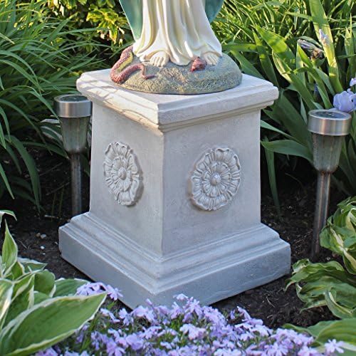 Design Toscano English Rosette Indoor/Outdoor Sculptural Garden Plinth Base Statue Riser, Large 12.5 Inch Tall, Cast Stone Resin, Antique Stone Finish - Image 4