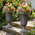 24"Tall Urn Planters for Outdoor Plants, Urns and Pedestal Set of 2 by Diyfire