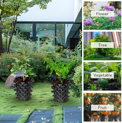 RooTrimmer 1 Gallon Air Pruning Containers, New Plastic Nursery Pots, Fruit Vegetable Garden Self-Planting Pots, Black (1G-10P) - Image 5