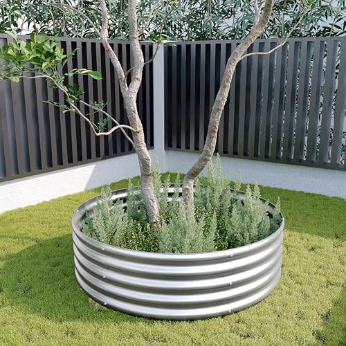 2PCS 4x4x1ft Galvanized Raised Garden Bed Kit,Round Garden Bed Outdoor Planter Box for Vegetables,Flowers,Herbs,Easy Assembly,Silver - Image 5