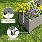 Raised Garden Bed with Wheels, Rolling Resin Planter Box,Brown - Image 6