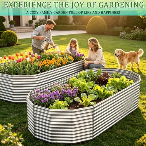 Raised Garden Bed Outdoor Upgrade Oval 2 Pack Tall 8x4FT, Galvanized Metal Garden Beds to Grow More in the Same Space, Raised Beds for Gardening Vegetables & Flowers Reinforced Design - Image 7