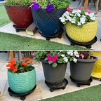 8 Packs Plastic Plant Caddy with Wheels 12” Heavy-Duty Rolling Plant Stand with Wheels Plant Dolly with Casters for Indoor and Outdoor Plant Roller Base Plant Saucer Mover, Black - Image 6