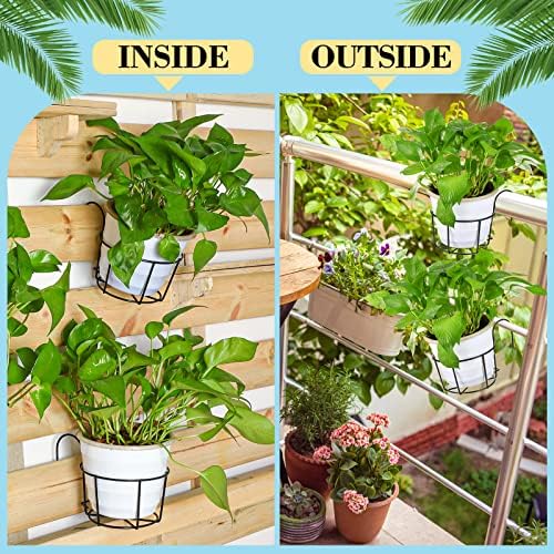 12 Pcs Hanging Railing Planters 6 Inch Flower Pot Holders Black Potted Stand Railing Planter Iron Rack Balcony Planter Basket Small Shelf Container for Indoor Outdoor Balcony Fence Garden Flower Pot - Image 6