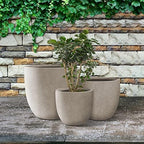 Kante Set of 3 Weathered Concrete Bowl Round Planters for Modern Home - Image 3