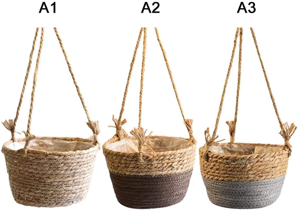 Flueyer 2 Pack Jute Rope Hanging Planter Basket, Rattan Woven Plant Hanger with Plastic Liner Macrame Plant Holder Storage Organizer for Plants Indoor Outdoor - Image 6