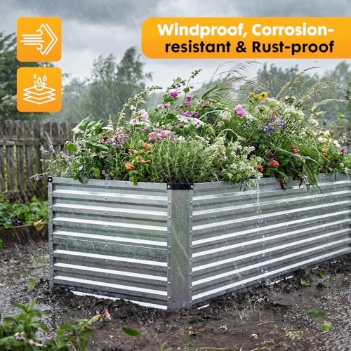 NEWBULIG Galvanized Raised Garden Bed Outdoor, 8x4x2ft Planter Box - Image 6