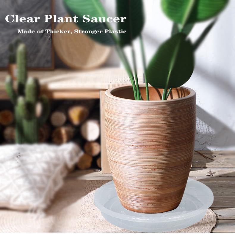 OVZILKI Plant Saucer 4 Pack of 16 inch, Clear Plastic Flower Plant Pot Saucer, Heavy Duty Plant Drip Trays Saucers for Indoor, Plant Water Tray for Planters - Image 5