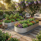 AHEONLAR 2pack 8×4×1ft Raised Garden Bed，Outdoor Galvanized Planter Boxes, Oval Large Metal Raised Garden Beds for Vegetables - Image 3
