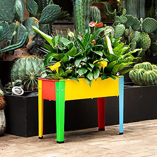 Raised Garden Bed With Legs, Galvanized Planter Box for Herbs and Vegetables (Multi-Colored) - Image 7