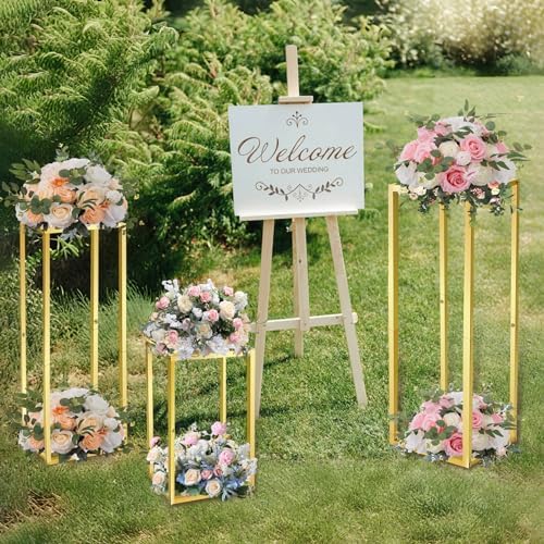 3pcs Cylinder Stands for Party, Gold Square 15.7/23.6/31.5 inch - Image 4