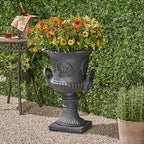 Roman Style Garden Urn Planter, 28 Inch, Black - Image 4