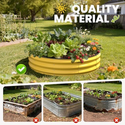 Pattiumo Galvanized Raised Garden Bed 4×4×1 FT, Round Metal Raised Garden Bed Outdoor Planter Box with Open Bottom, Rust-Resistant Steel Garden Bed for Vegetables Herbs Flowers, Easy Assembly - Image 2