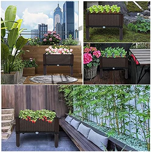 1 Set Plastic Raised Garden Bed, Vegetables Plant Raised Bed Kits Elevated Planting Container with Legs for Indoor & Outdoor Use, Brown - Image 5