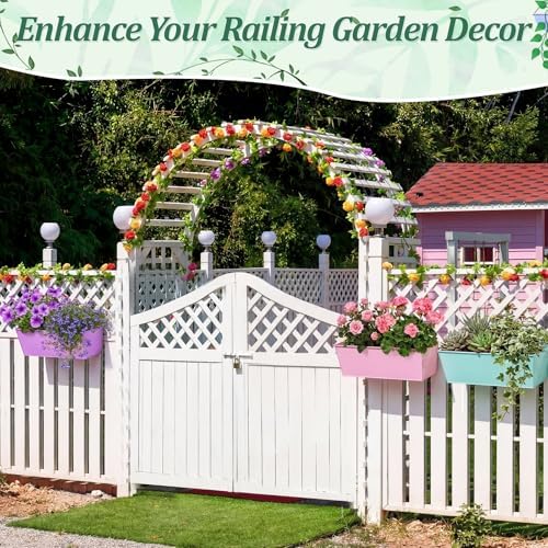 6 Pack Hanging Flower Pot Colorful Metal Iron Bucket Fence Hanging Planters with Detachable Hook Bucket Flower Holder for Railing Balcony Garden Yard Spring Decor (16.1 x 5.1 x 5.1 in,Square) - Image 6