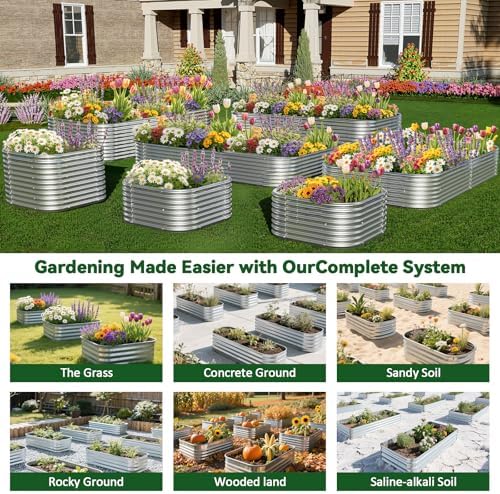 4 Pack 2x2FT Corrugated Galvanized Steel Raised Garden Bed Outdoor, Metal Above Ground Garden Bed for Vegetables and Flowers, Raised Beds for Gardening-2x2FTx10Inch - Image 7