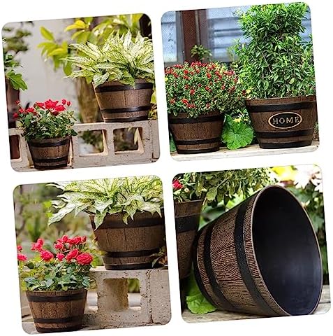 Sturdy Resin Flower Pot Pattern Outdoor Planters for Plants Bonsai Pot Drainage Garden Balcony Decor for Succulents - Image 6