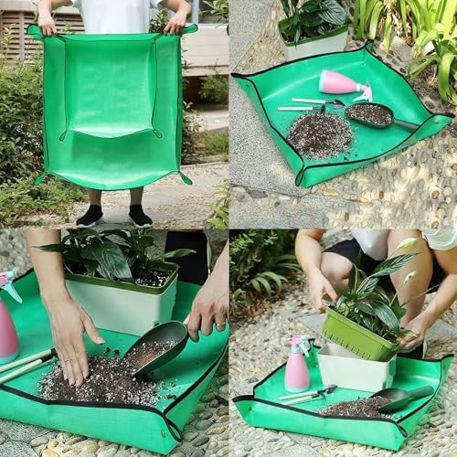 2 PCS Planting Mat Gardening Potting Pad Foldable Garden Plant Flower Pot Pots Transplanting Mats Waterproof for Patio - Image 5