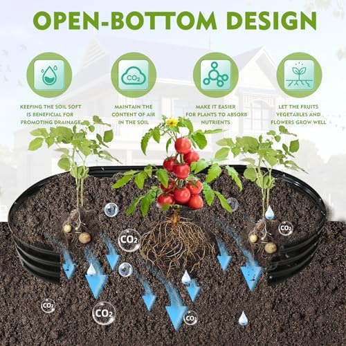 YSEJOMP 12" Tall Oval-Shaped/Elliptic Metal Raised Garden Bed Outdoor Black - Image 6