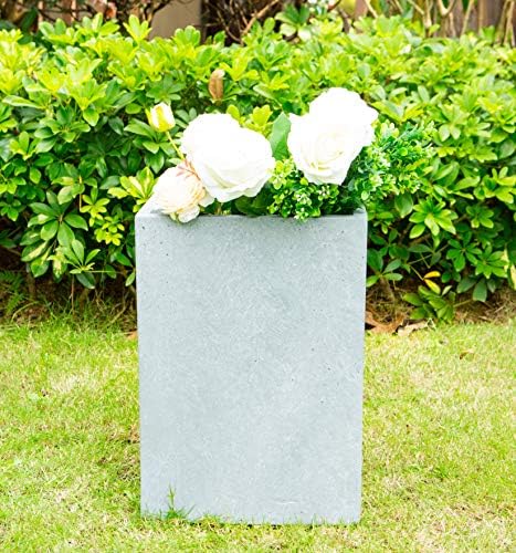 Kante Small Tall Square Blue Gray Concrete Planter 13" H, Outdoor - Image 3